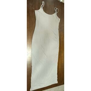 Maxi Ribbed Body Con Dress Women XL Neutral Coquette Soft Flattering Western